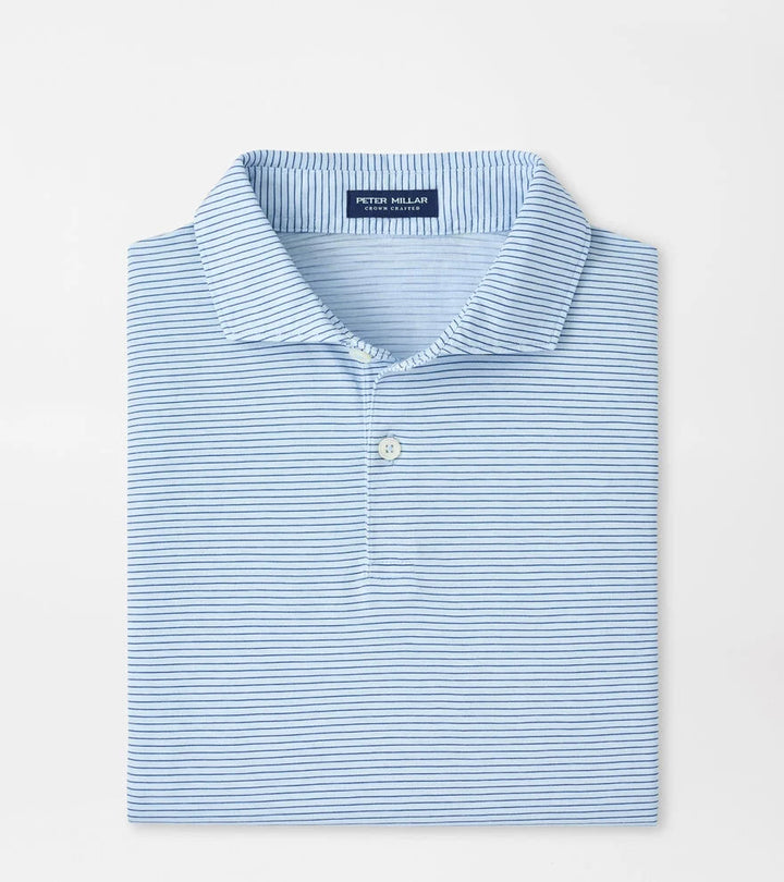 Peter Millar Journeyman Stripe Polo: Blue Brisk