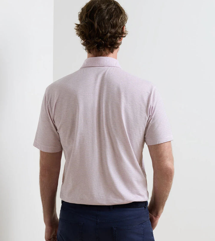 Peter Millar Journeyman Stripe Polo: Misty Rose
