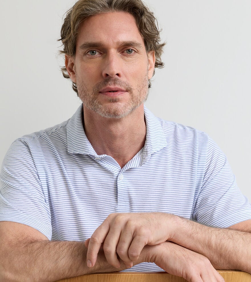 Peter Millar Journeyman Stripe Polo: White