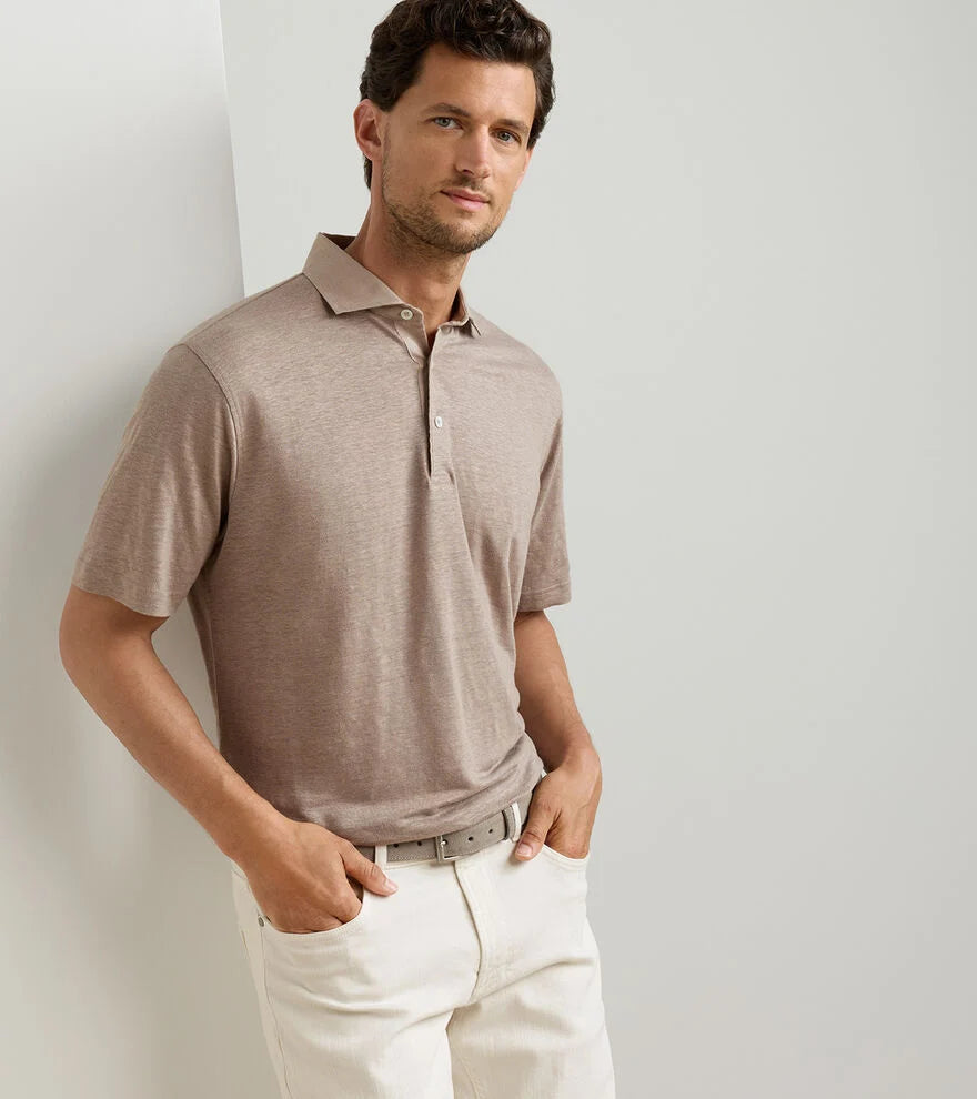 Peter Millar Astino Linen Polo: Biscotti