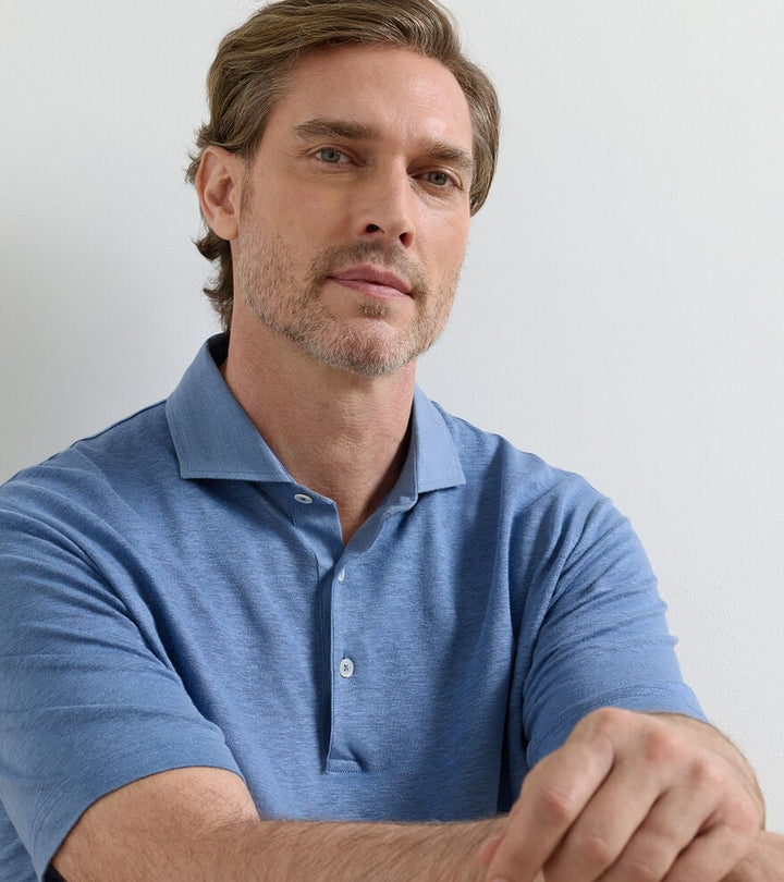 Peter Millar Astino Linen Polo: Storm