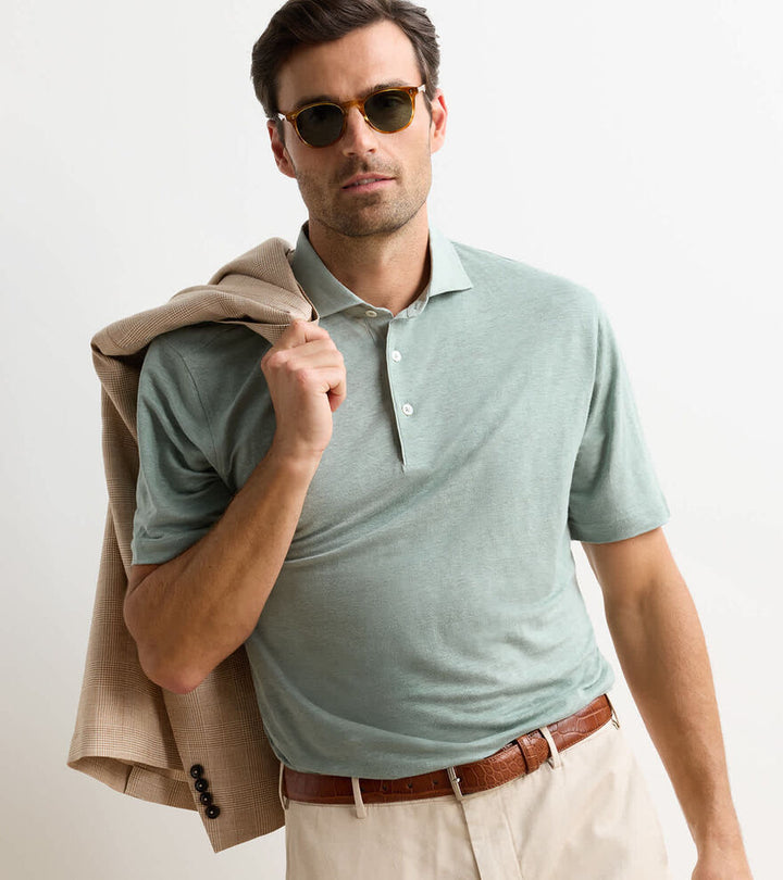 Peter Millar Astino Linen Polo: Willow