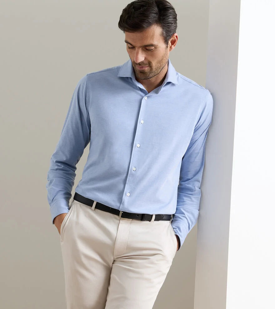 Peter Millar Excursionist Flex Solid Sport Shirt: Dusk Blue