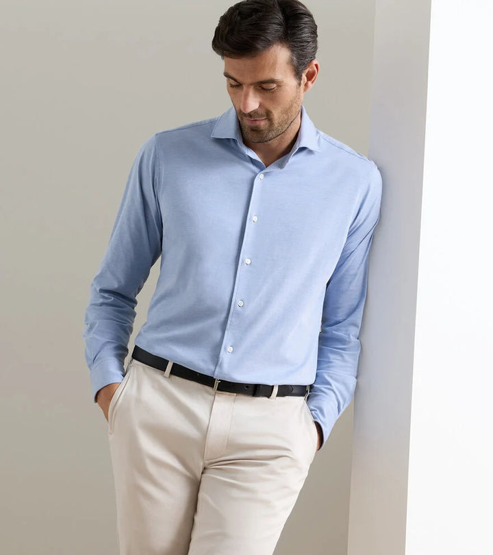 Peter Millar Excursionist Flex Solid Sport Shirt: Dusk Blue