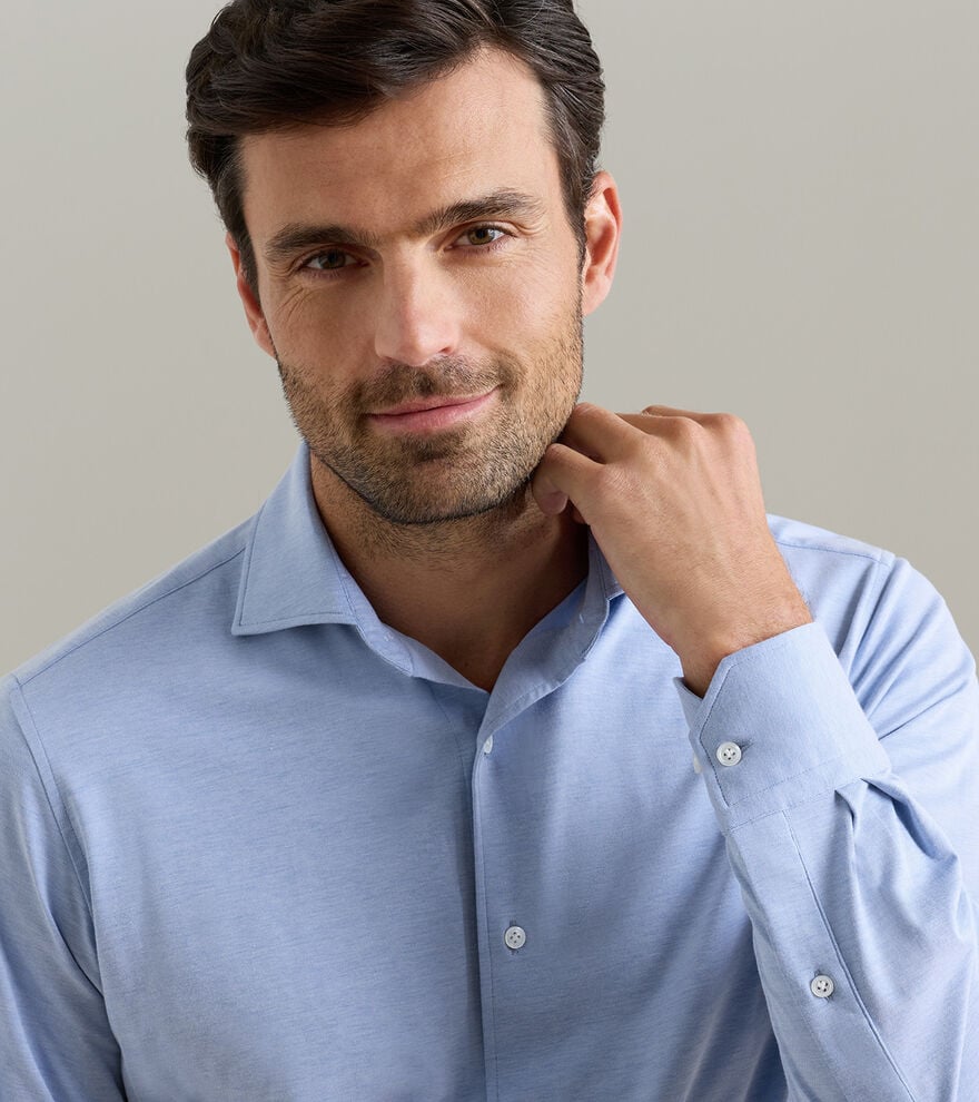 Peter Millar Excursionist Flex Solid Sport Shirt: Dusk Blue