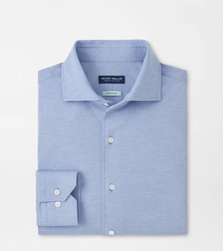 Peter Millar Excursionist Flex Solid Sport Shirt: Dusk Blue