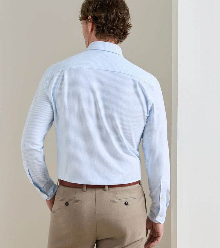 Peter Millar Excursionist Flex Stripe Sport Shirt: Blue Frost