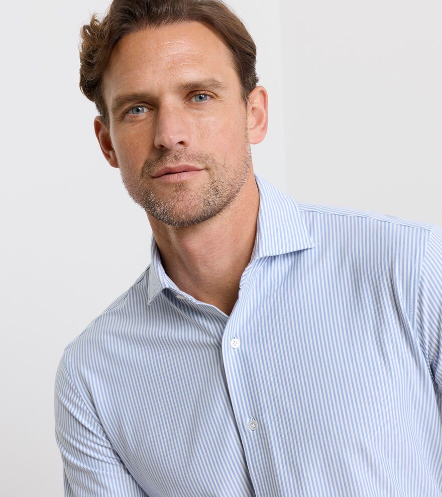 Peter Millar Excursionist Flex Stripe Sport Shirt: Dusk Blue