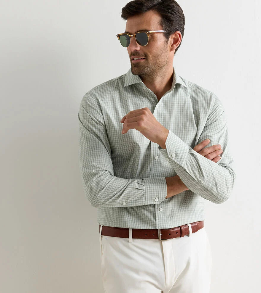 Peter Millar Dante Cotton Sport Shirt: Light Willow