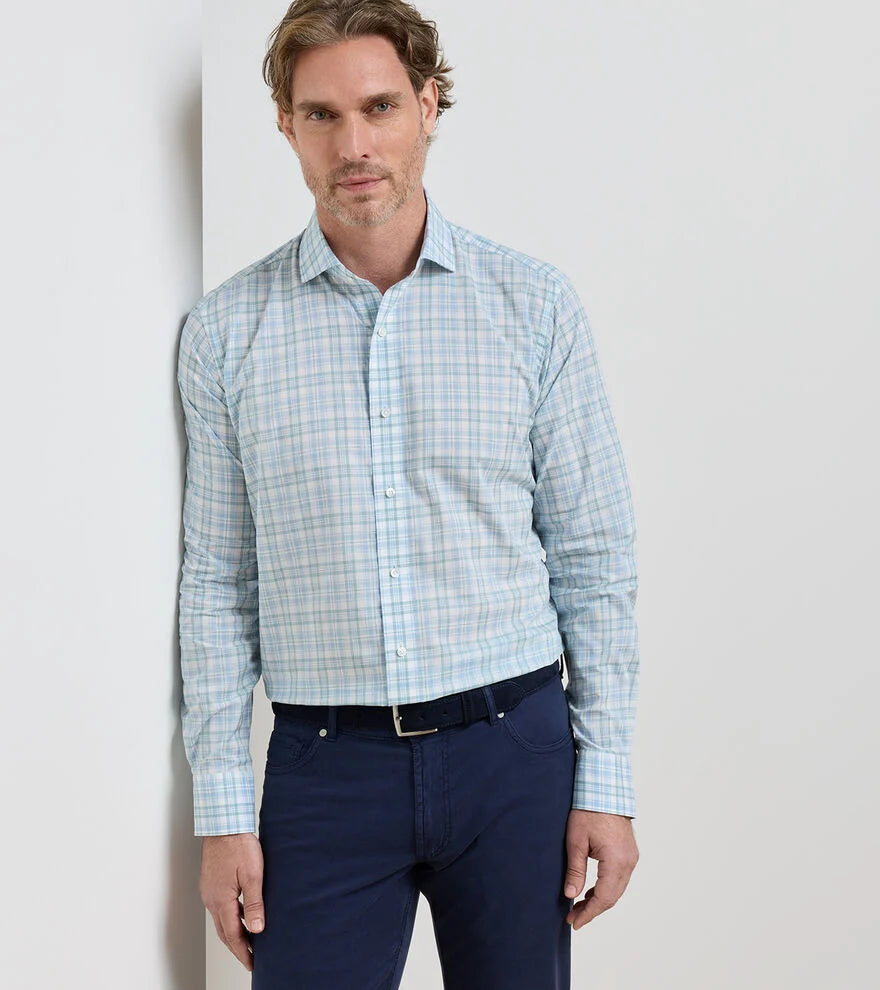Peter Millar Tropea Italian Poplin Sport Shirt: Light Willow