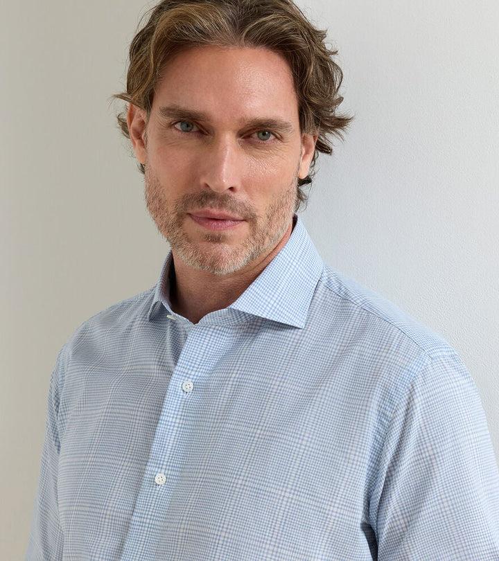 Peter Millar Crown Crafted Urbino Italian Poplin Sport Shirt: Iris Mist