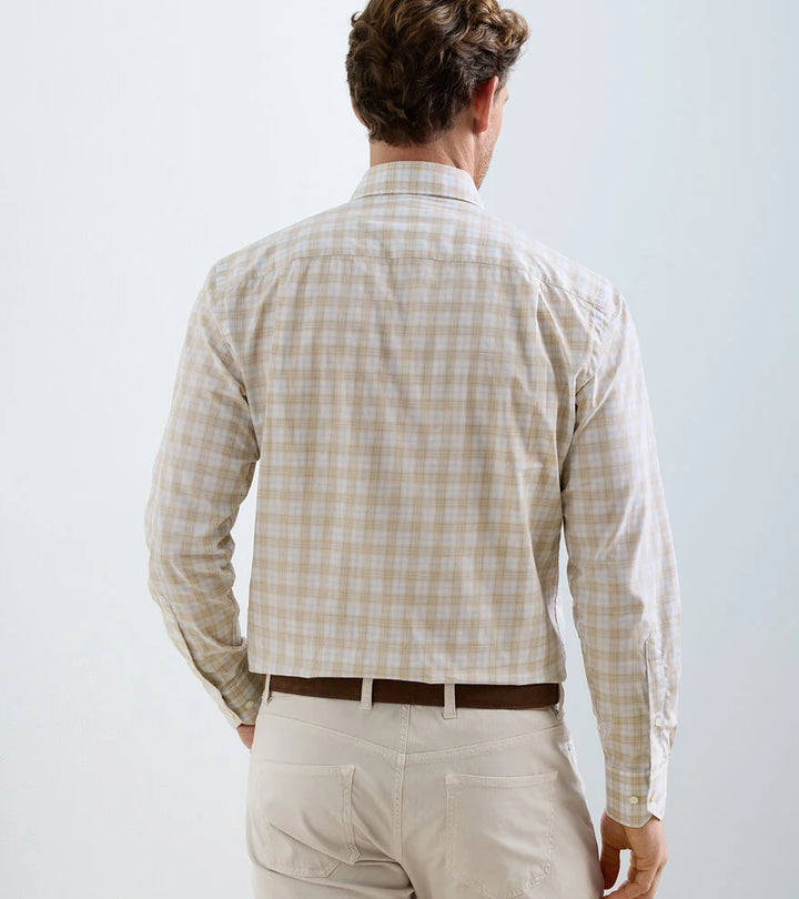 Peter Millar Crown Crafted Venzone Italian Poplin Sport Shirt: Truffle