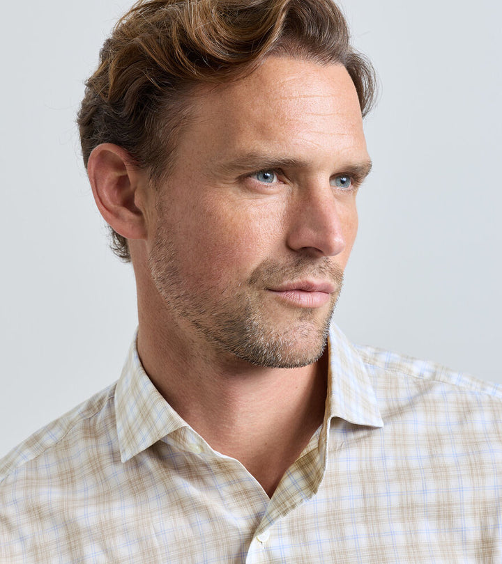Peter Millar Crown Crafted Venzone Italian Poplin Sport Shirt: Truffle