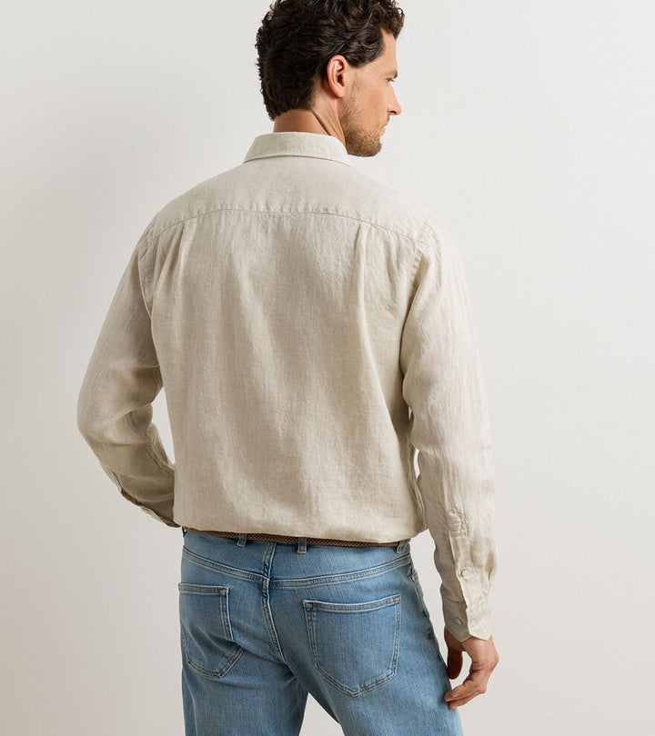 Peter Millar Astino Lino Solid Sport Shirt: Truffle