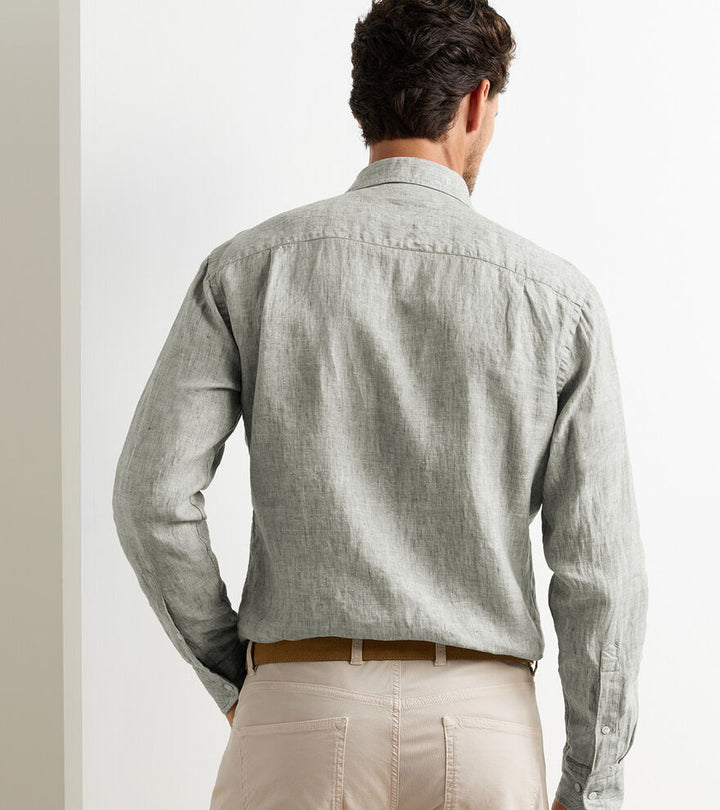 Peter Millar Astino Lino Solid Sport Shirt: Willow