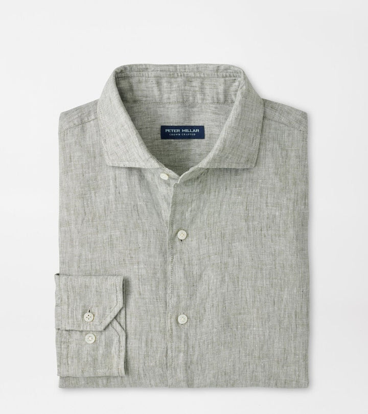 Peter Millar Astino Lino Solid Sport Shirt: Willow