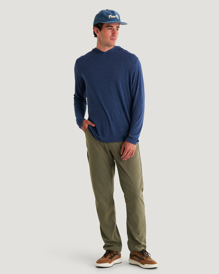Free Fly Men's Bamboo Shade Hoodie: Heather True Navy