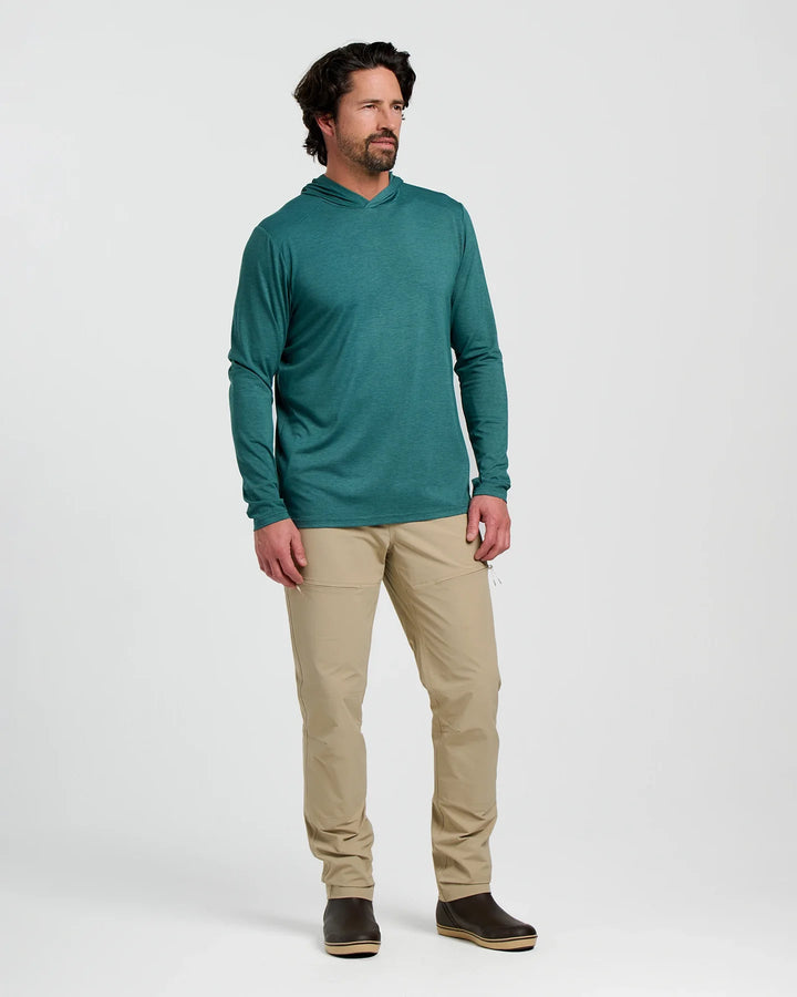 Free Fly Men's Bamboo Shade Hoodie: Heather Sea Pine