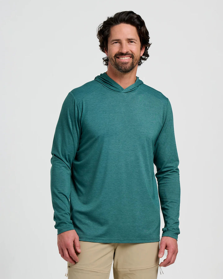 Free Fly Men's Bamboo Shade Hoodie: Heather Sea Pine