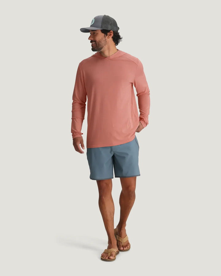 Free Fly Men's Bamboo Shade Hoodie: Heather Red Clay