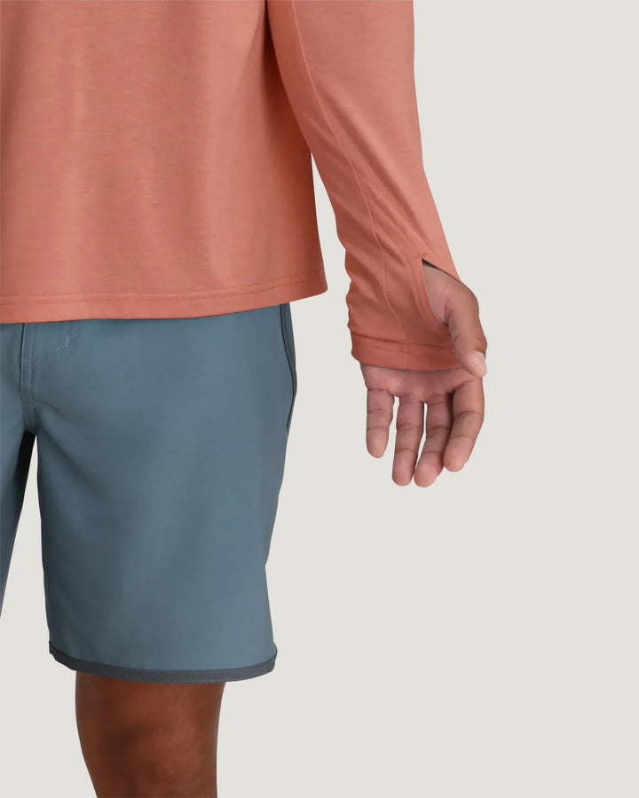 Free Fly Men's Bamboo Shade Hoodie: Heather Red Clay