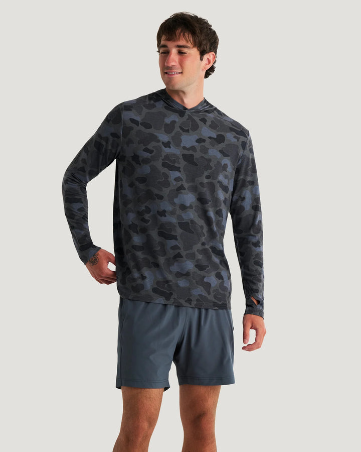 Free Fly Men's Bamboo Shade Hoodie: Vintage Camo Black