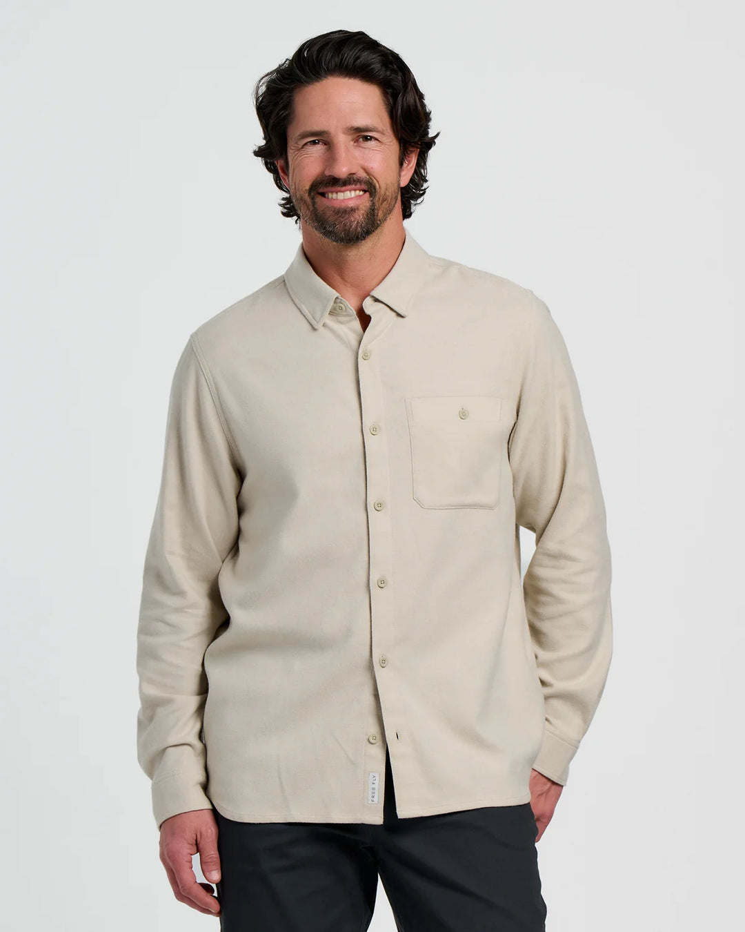 Free Fly Men's Seawool Flannel Shirt: Sandstone