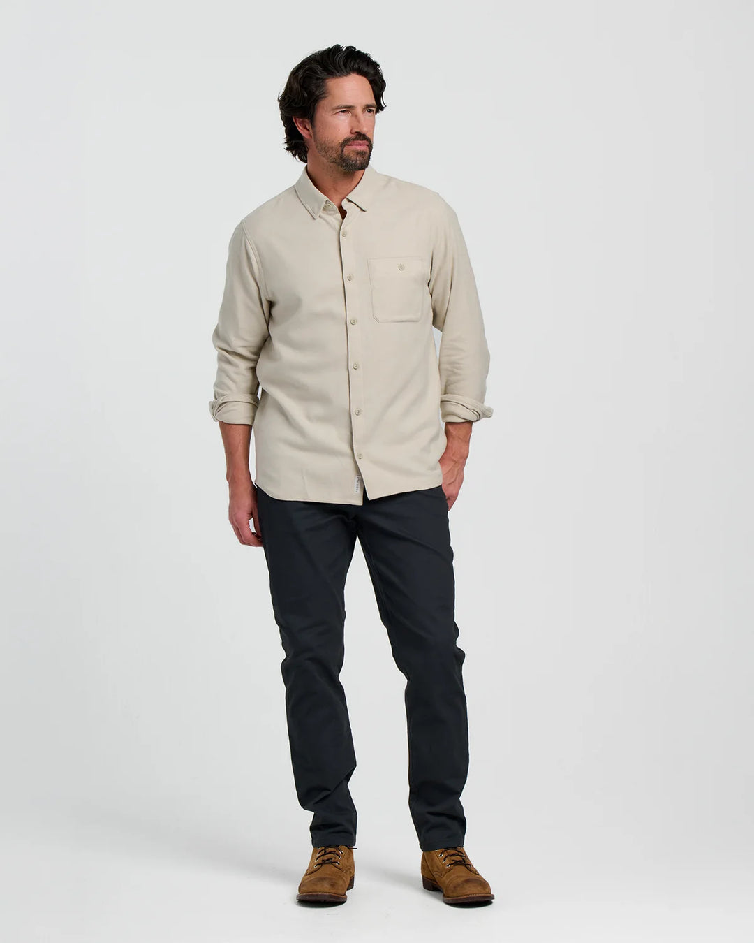 Free Fly Men's Seawool Flannel Shirt: Sandstone