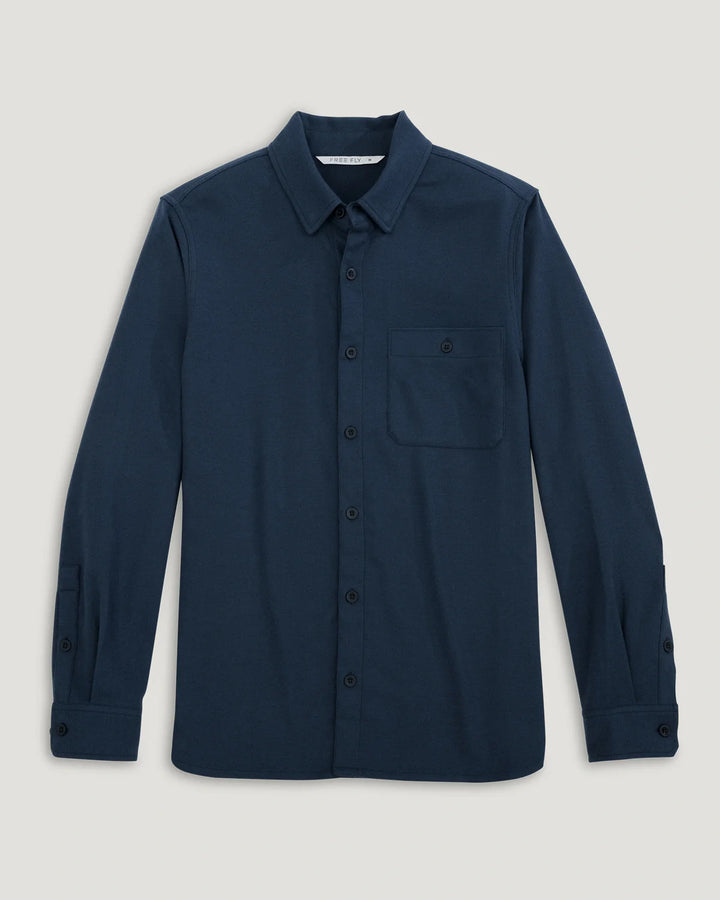 Free Fly Men's Seawool Flannel Shirt: Deep Navy