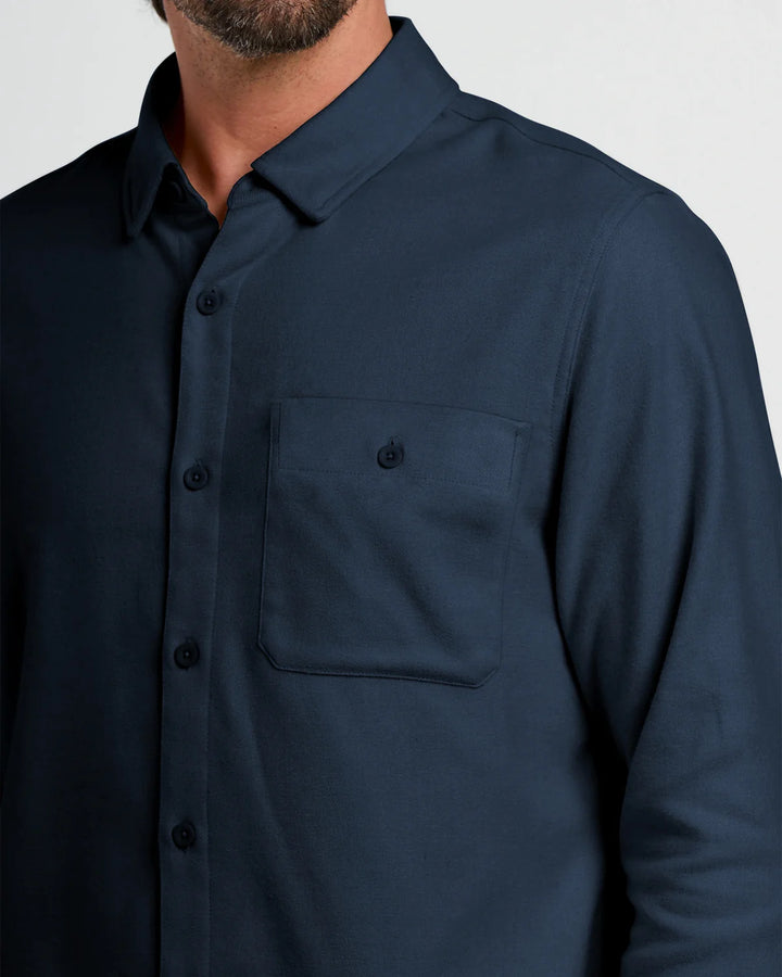 Free Fly Men's Seawool Flannel Shirt: Deep Navy