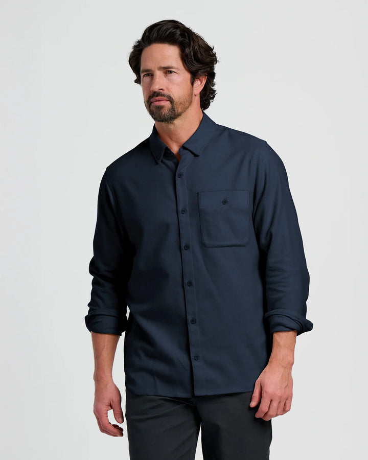 Free Fly Men's Seawool Flannel Shirt: Deep Navy