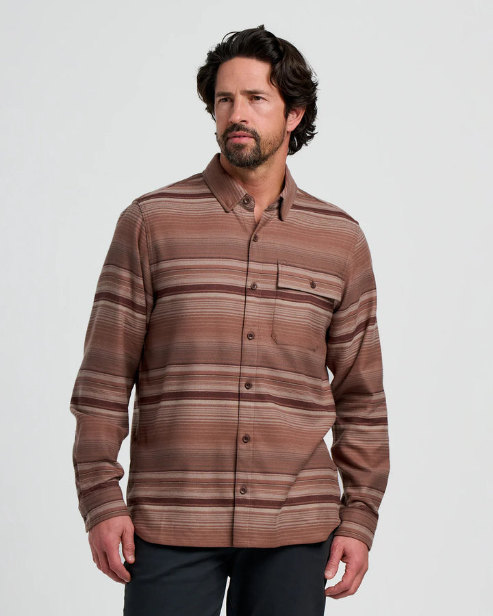 Free Fly Men's Seawool Flannel Shirt: Nutmeg Stripe