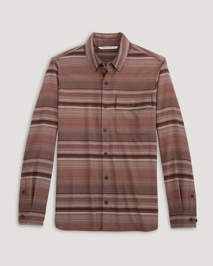 Free Fly Men's Seawool Flannel Shirt: Nutmeg Stripe