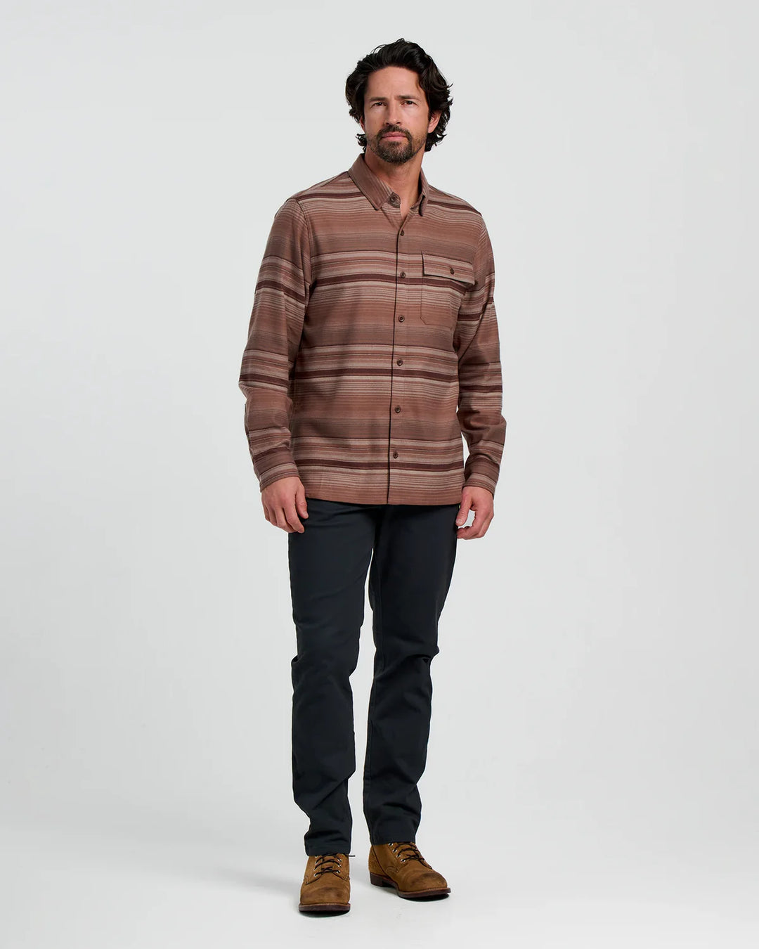 Free Fly Men's Seawool Flannel Shirt: Nutmeg Stripe