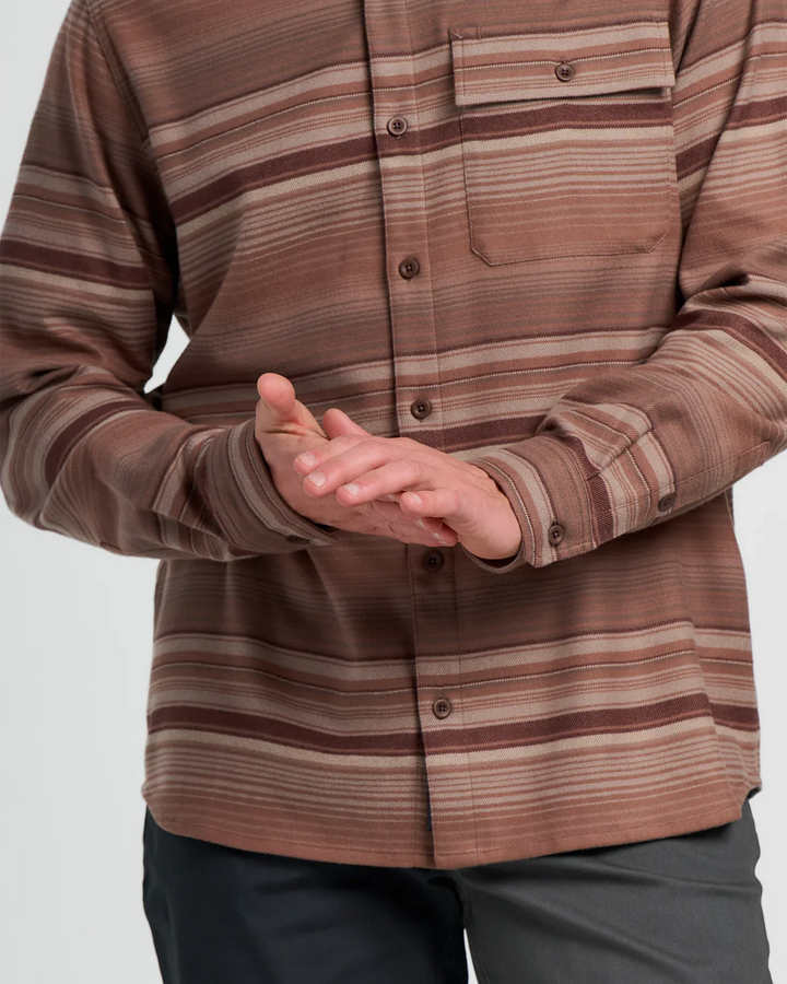 Free Fly Men's Seawool Flannel Shirt: Nutmeg Stripe