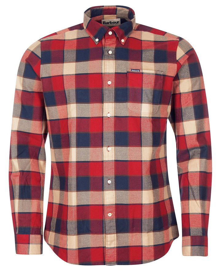 Barbour Mens Valley Tailored Shirt: Rich Red