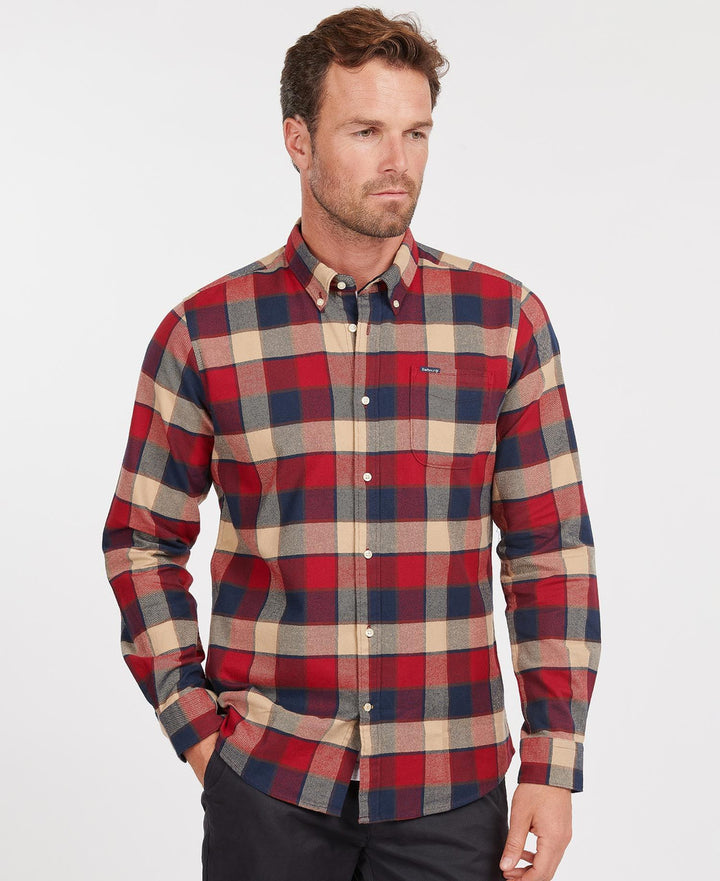 Barbour Mens Valley Tailored Shirt: Rich Red