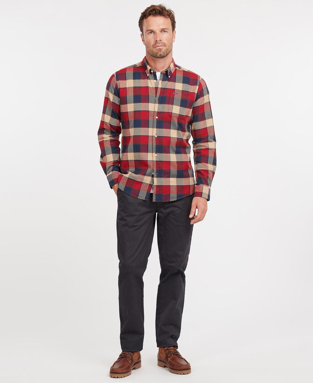 Barbour Mens Valley Tailored Shirt: Rich Red