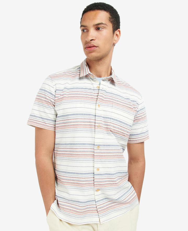 Barbour Bearing Striped Shirt: Ecru