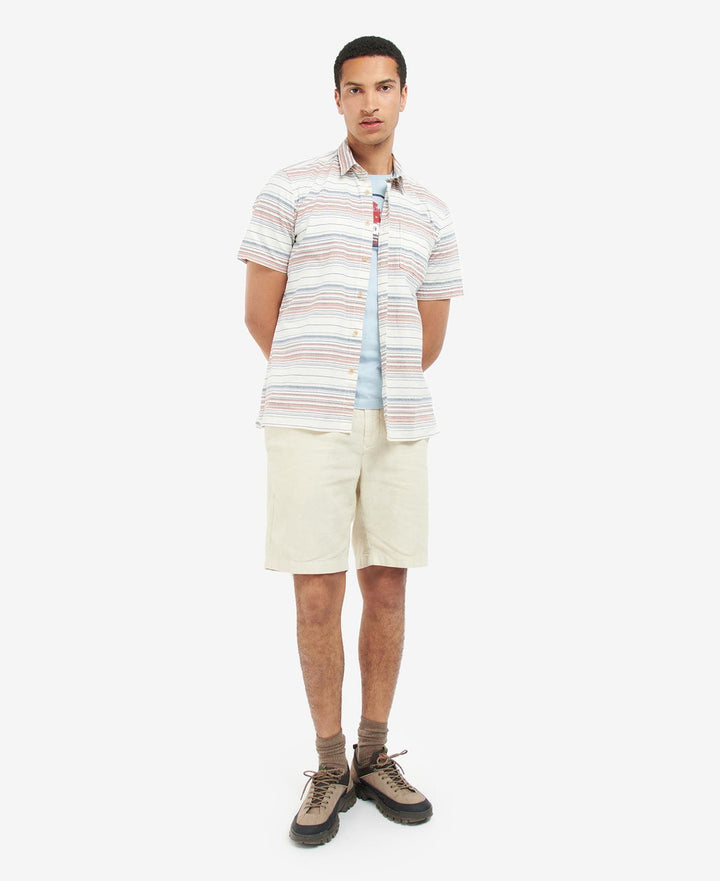 Barbour Bearing Striped Shirt: Ecru