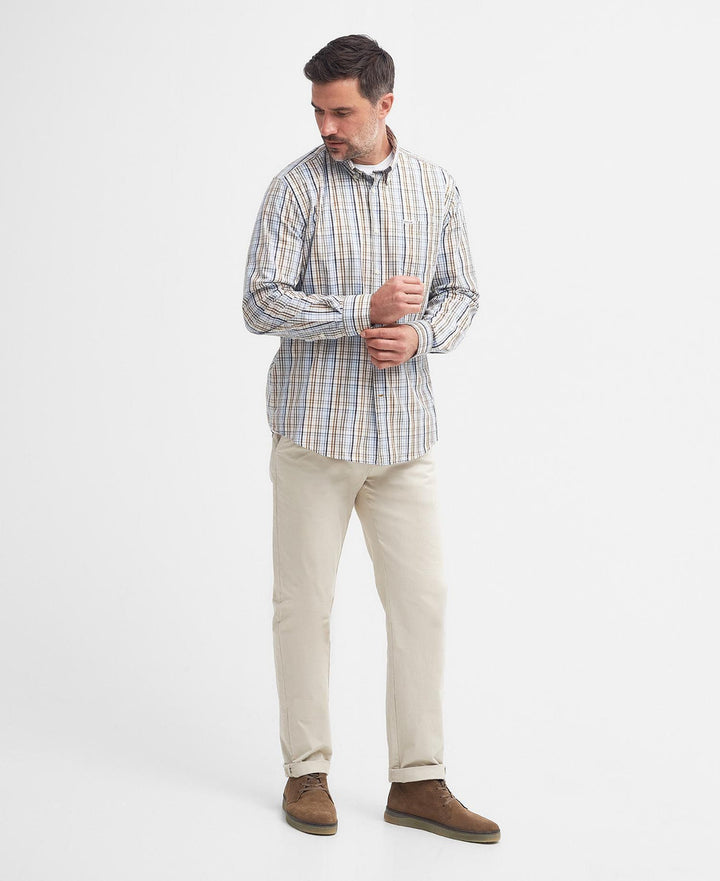 Barbour Malton Regular Fit Long Sleeve: Sky Blue Plaid