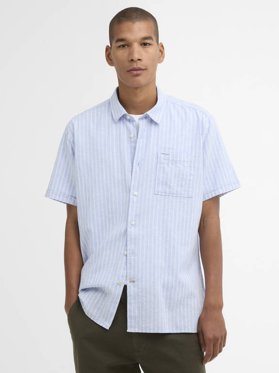 Barbour Nelson Striped Short-Sleeved Shirt: Blue