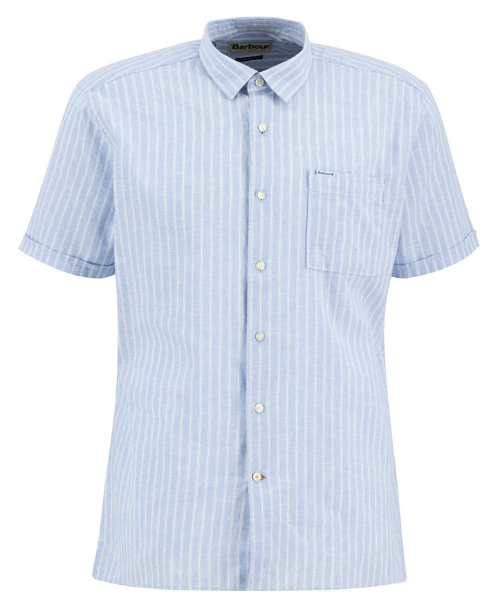 Barbour Nelson Striped Short-Sleeved Shirt: Blue