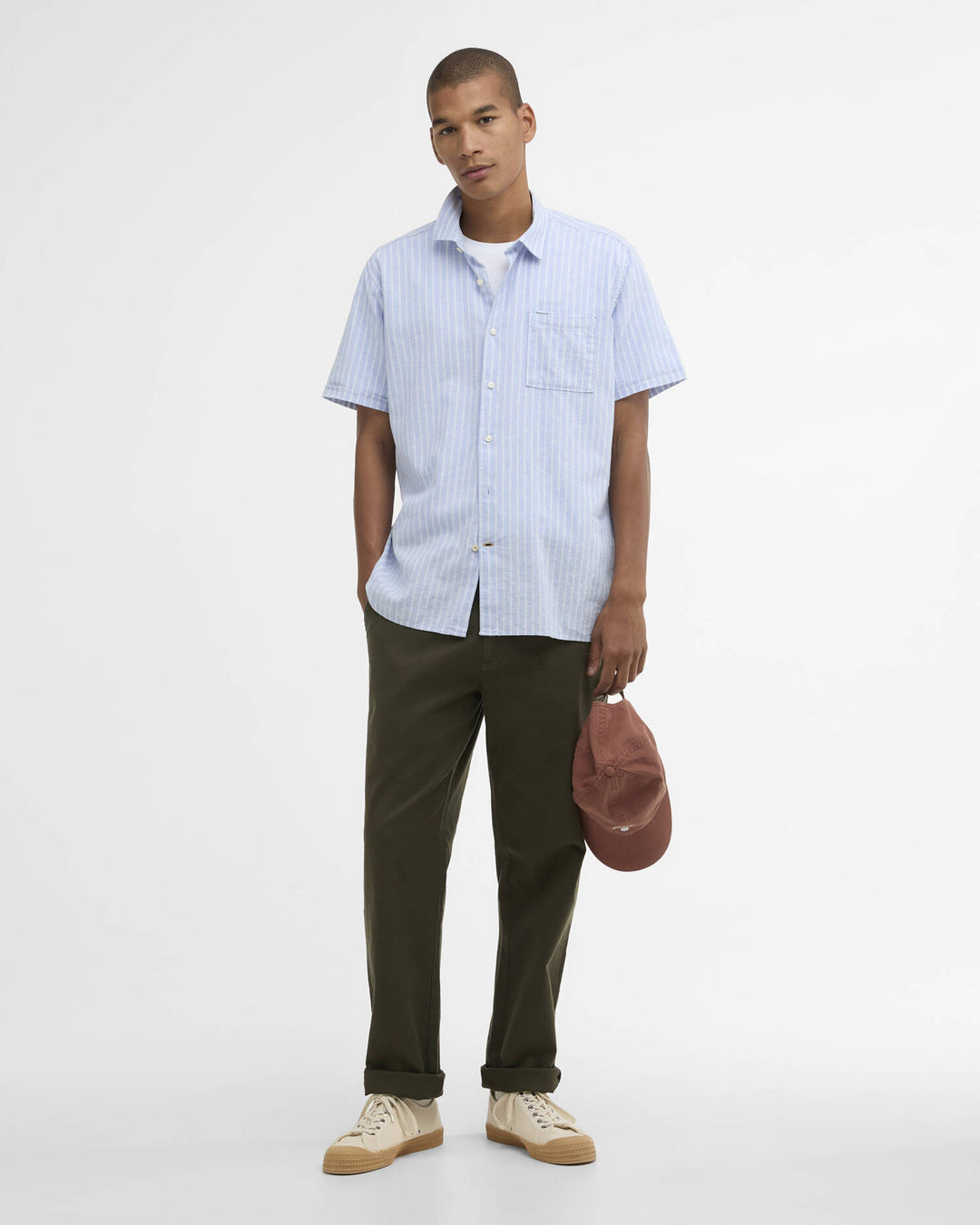 Barbour Nelson Striped Short-Sleeved Shirt: Blue