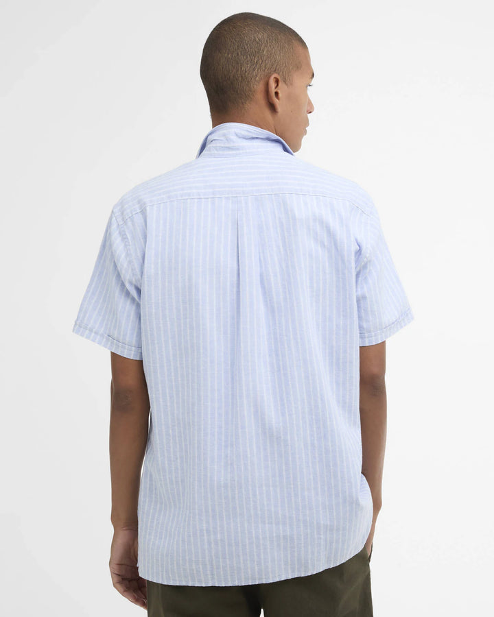 Barbour Nelson Striped Short-Sleeved Shirt: Blue