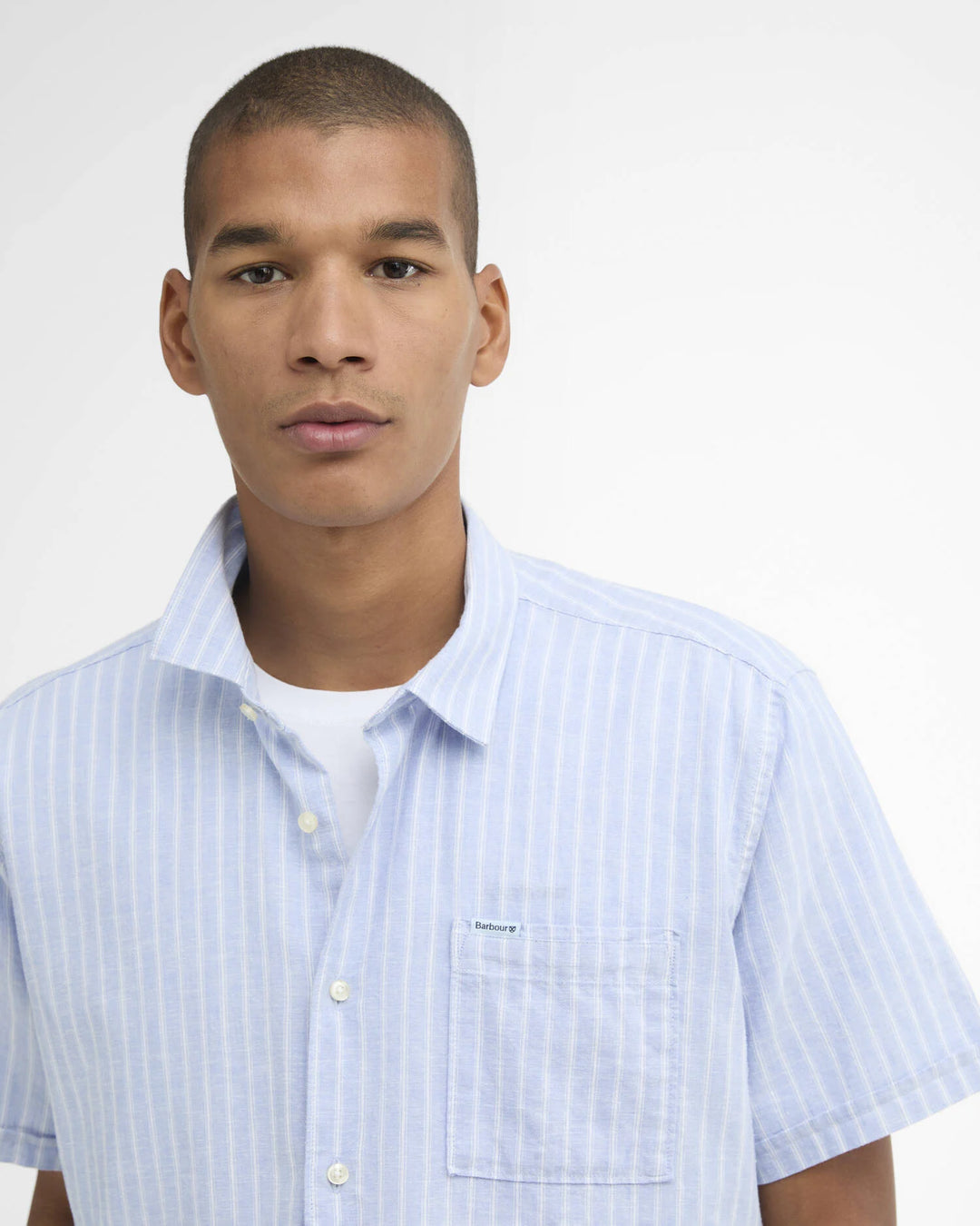 Barbour Nelson Striped Short-Sleeved Shirt: Blue