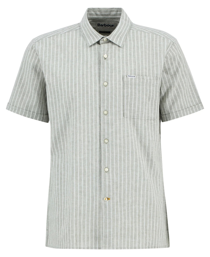 Barbour Nelson Striped Short-Sleeved Shirt: Bleached Olive