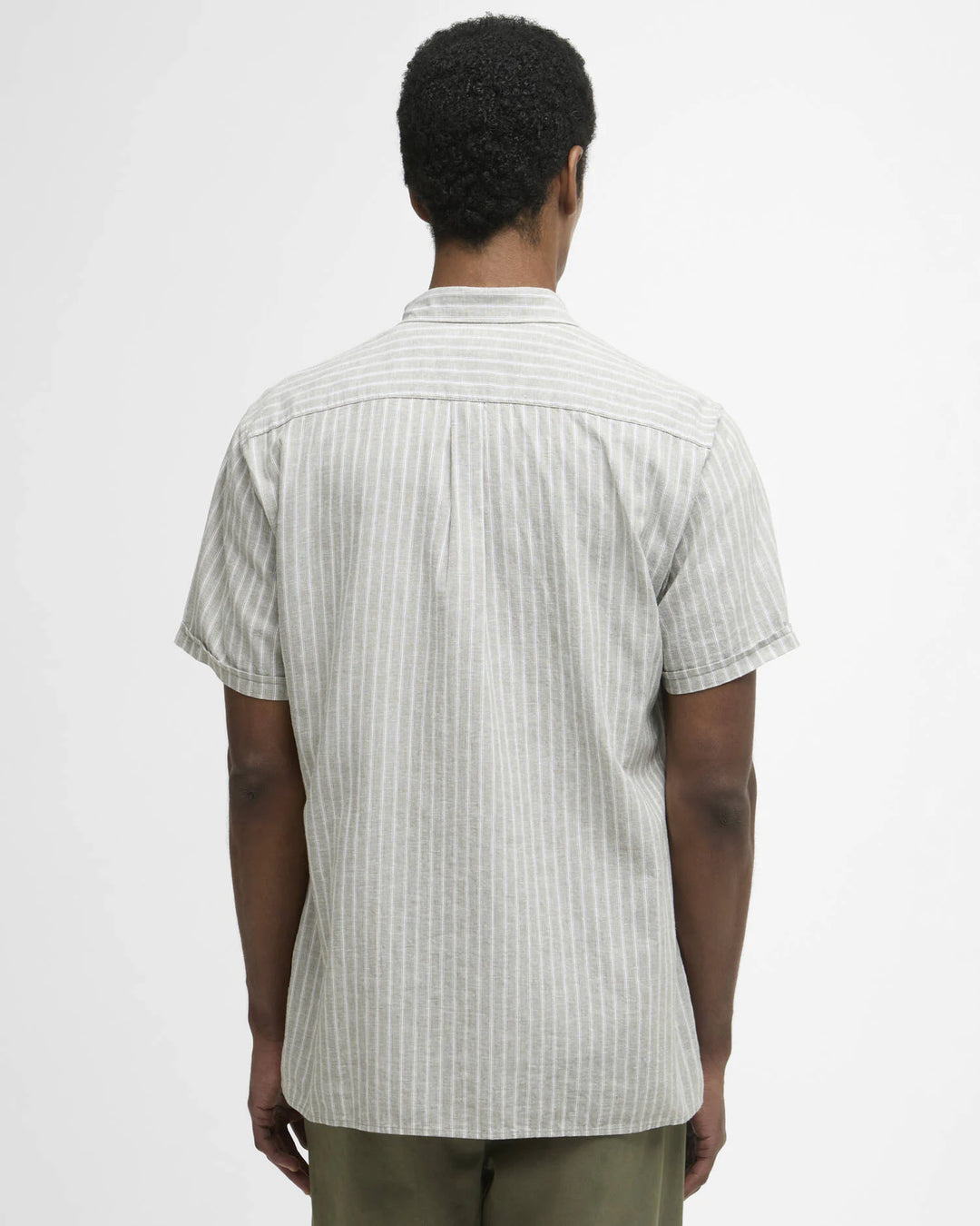 Barbour Nelson Striped Short-Sleeved Shirt: Bleached Olive