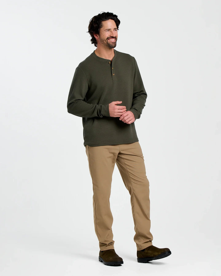 Free Fly Men's Waffle Long Sleeve Henley: Dark Forest