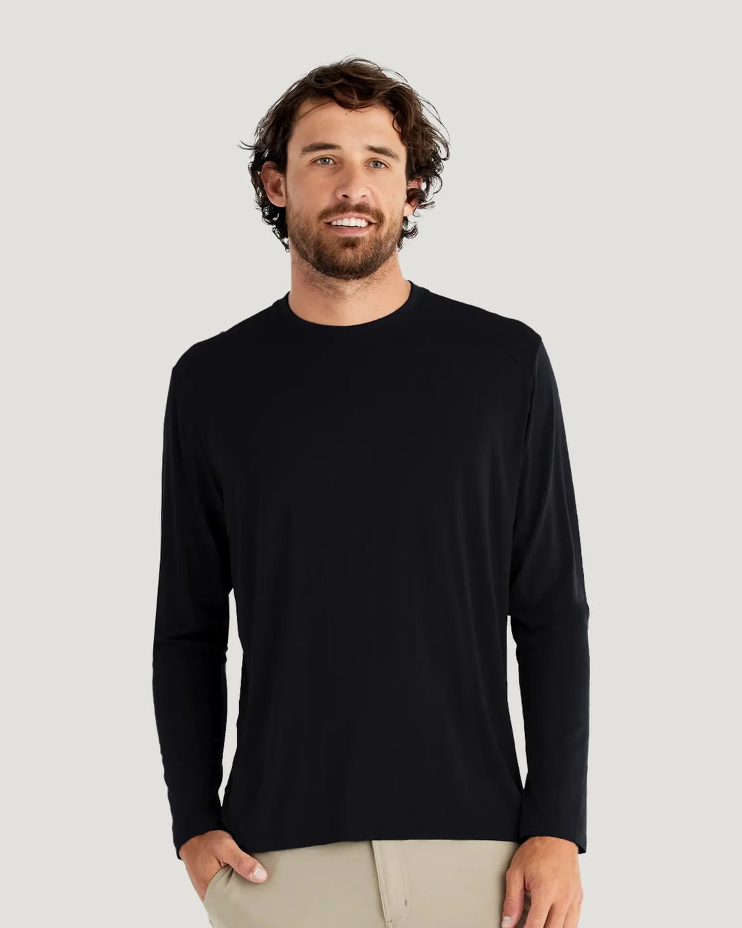 Free Fly Men's Bamboo Shade Long Sleeve: Black